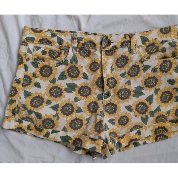 Forever 21 Sunflower Shorts Denim Cuffed Hippie Boho Women's Size 29 - Picture 2 of 8